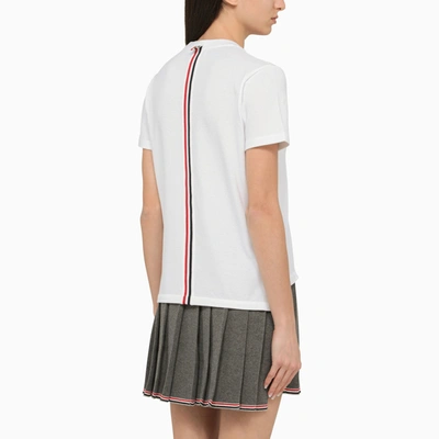 Shop Thom Browne White T Shirt With Tricolour Detail
