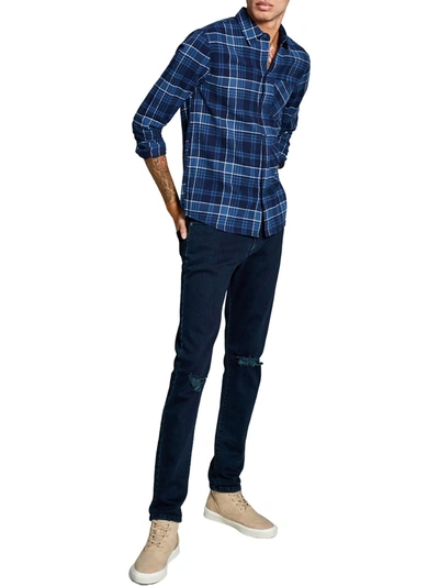 Shop And Now This Mens Flannel Collared Button-down Shirt In Blue
