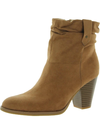 Shop Dr. Scholl's Shoes Kall Me Womens Faux Suede Ruched Ankle Boots In Brown