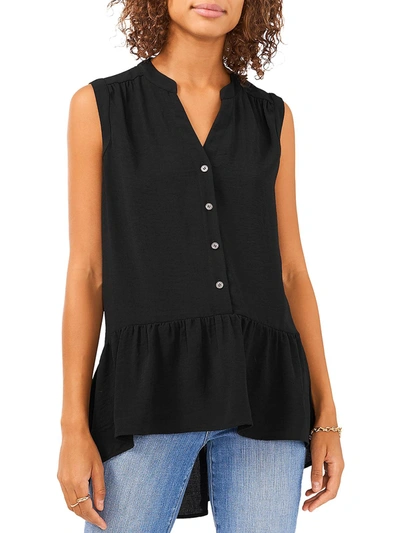 Shop Vince Camuto Womens Button Down V-neck Tunic Top In Black