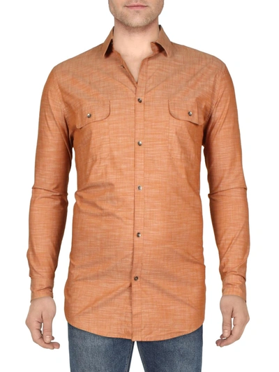 Shop Alfani Mens Heathered Point-collar Button-down Shirt In Multi