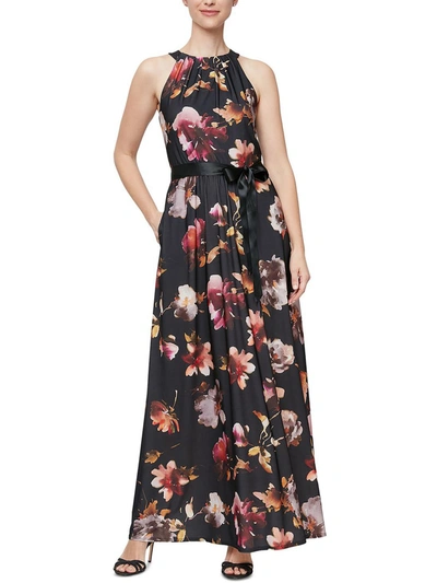 Shop Slny Womens Maxi Floral Halter Dress In Multi