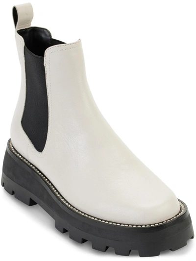 Shop Karl Lagerfeld Mayde Womens Leather Rhinestone Chelsea Boots In White