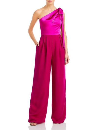 Shop Amsale Womens Satin Wide Leg Jumpsuit In Pink