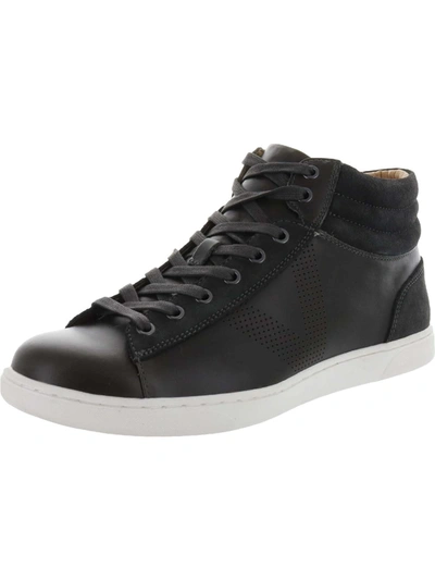 Shop Vionic Malcom Mens Leather Sport High-top Sneakers In Grey