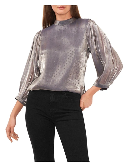 Shop 1.state Womens Chiffon Shimmer Blouse In Silver