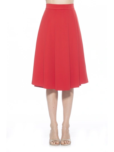 Alexia Admor Theana Flare Pleat Midi Skirt In Red