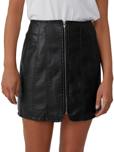 Shop Free People Layla Womens Vegan Leather Mini Mini Skirt In Black