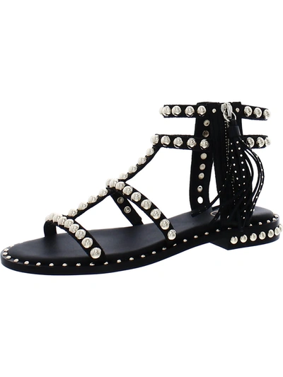 Shop Ash Power Womens Leather Studded Gladiator Sandals In Black
