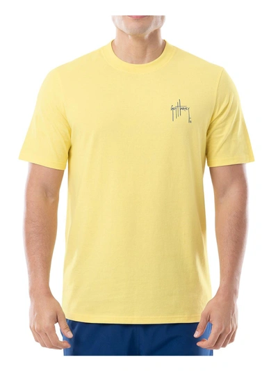 Shop Guy Harvey Mens Cotton Logo Graphic T-shirt In Yellow