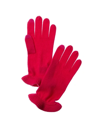 Shop Forte Cashmere Ruffle Cashmere Gloves In Red