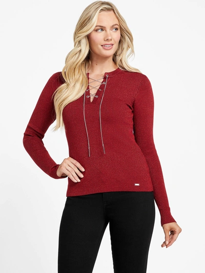 Shop Guess Factory Elsa Sweater Top In Red