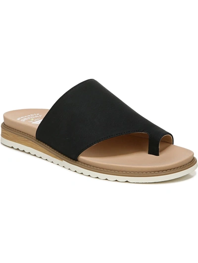 Shop Dr. Scholl's Shoes Island Peace Womens Faux Leather Toe Loop Slide Sandals In Black