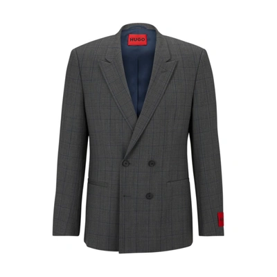 Shop Hugo Slim-fit Jacket In A Performance-stretch Wool Blend In Grey