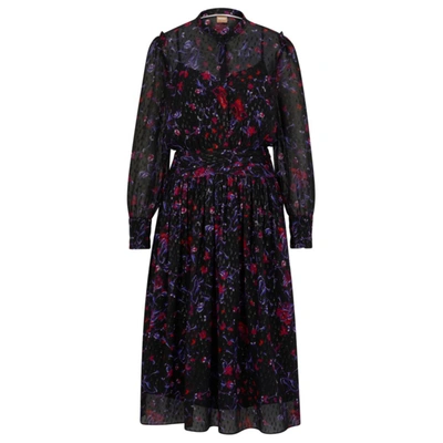 Shop Hugo Boss Oversize-fit Floral-print Dress In A Silk Blend In Multi