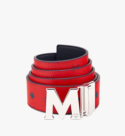Shop Mcm Claus M Reversible Belt 1.75" In Visetos In Red