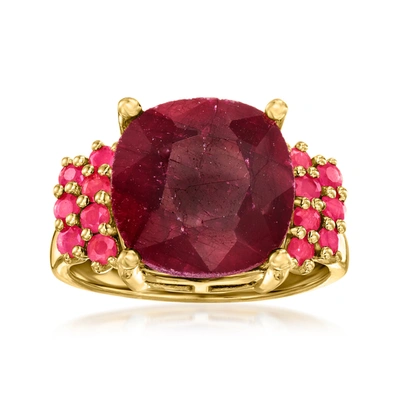 Shop Ross-simons Ruby Ring In 18kt Gold Over Sterling In Red