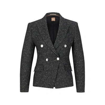 Shop Hugo Boss Slim-fit Jacket In Structured Tweed In Multi