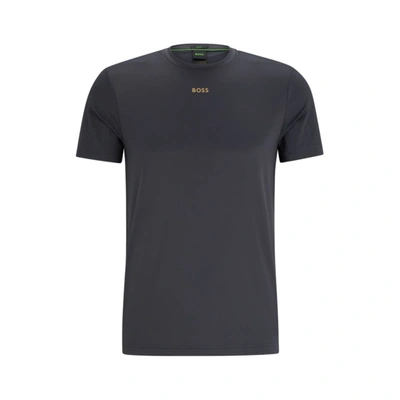 Shop Hugo Boss Slim-fit T-shirt With Decorative Reflective Pattern In Grey