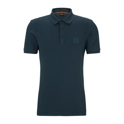 Shop Hugo Boss Stretch-cotton Slim-fit Polo Shirt With Logo Patch In Green