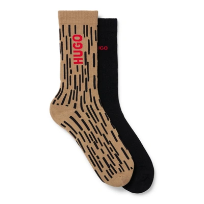Shop Hugo Two-pack Of Socks In A Cotton Blend In Brown