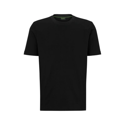 Shop Hugo Boss Cotton-jersey T-shirt With Logo Collar In Black
