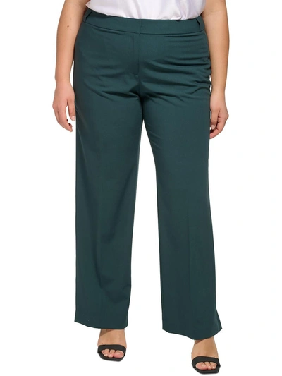 Shop Calvin Klein Plus Highline Womens Tapered Leg Formal Dress Pants In Green