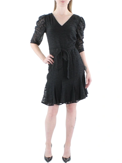 Shop Karl Lagerfeld Womens Mini V-neck Fit & Flare Dress In Black