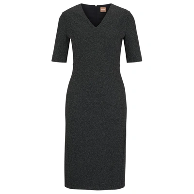 Shop Hugo Boss Extra-slim-fit Dress With Woven Structure In Multi