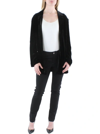 Shop Eileen Fisher Womens Silk Blend Velvet Open-front Blazer In Black