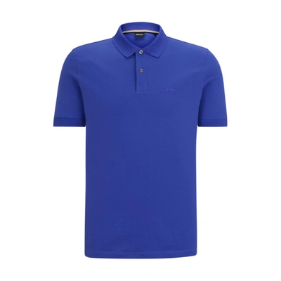 Shop Hugo Boss Polo Shirt With Embroidered Logo In Purple