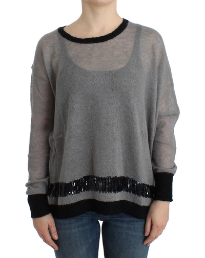 Shop Costume National Embellished Asymmetric Women's Sweater In Grey