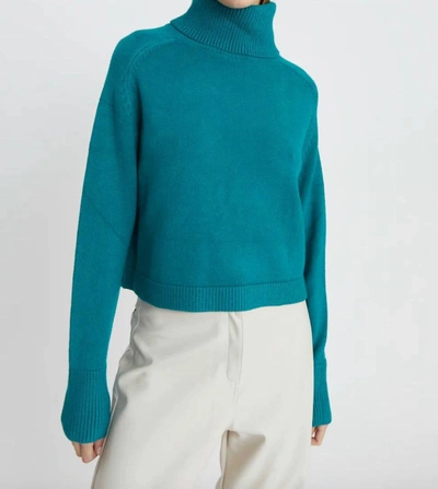Shop Deluc Pugliese Turtleneck Sweater In Teal In Blue