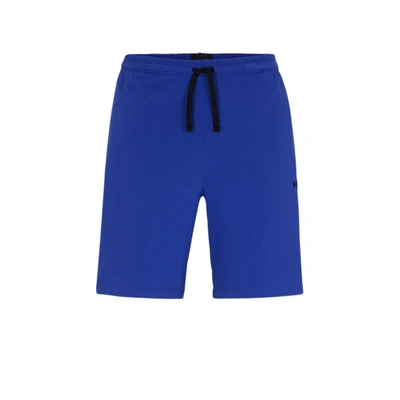 Shop Hugo Boss Stretch-cotton Shorts With Embroidered Logo In Blue