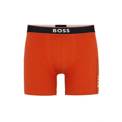 Shop Hugo Boss Stretch-cotton Boxer Briefs With Stripes And Logos In Multi