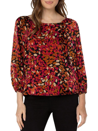 Shop Liverpool Los Angeles Womens Square Neck Printed Blouse In Multi