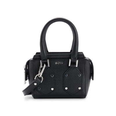 Shop Hugo Boss Grained-leather Mini Bag With Branded Hardware In Black