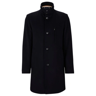 Shop Hugo Boss Slim-fit Formal Coat In Virgin Wool And Cashmere In Blue