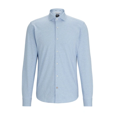 Shop Hugo Boss Casual-fit Shirt In Stretch Cotton In Blue