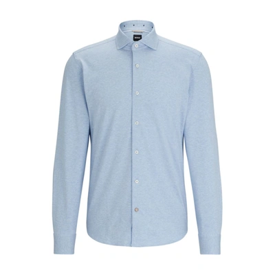 Hugo Boss Regular-fit Shirt In Stretch-cotton Twill In Blue