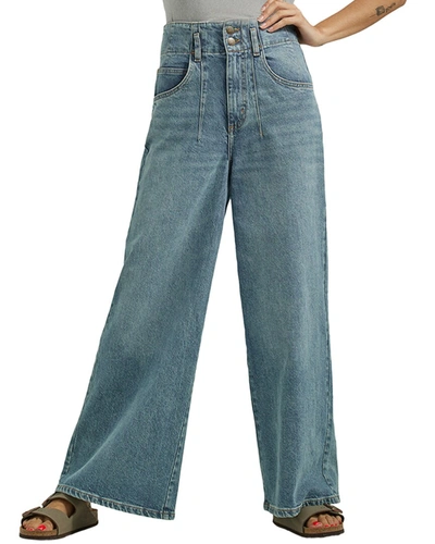 Shop Lee Muted Sun High Rise Pleated Wide Leg Jean In Blue