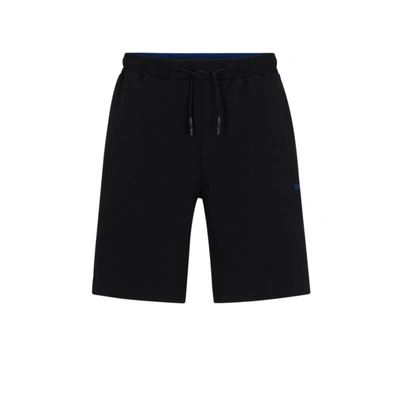 Shop Hugo Boss Stretch-cotton-blend Shorts With Tape Trims In Black