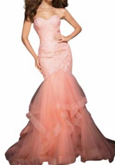Tony Bowls Strapless Mermaid Gown In Coral In Pink