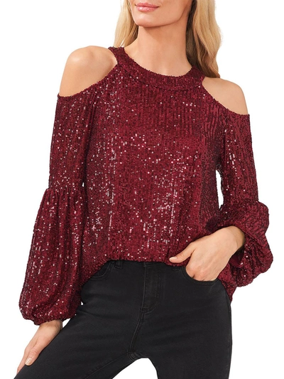 Shop Cece Womens Sequined Cold Shoulder Blouse In Multi