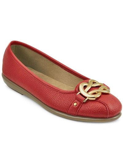 Shop Aerosoles Big Bet Womens Leather Slip On Moccasins In Red
