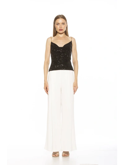 Alexia Admor Aurora Cowl Neck Sequin Tank Top In Black