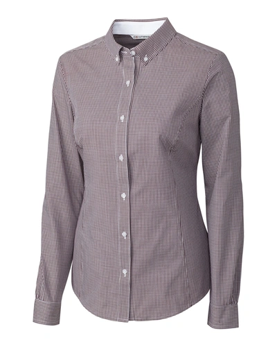 Shop Cutter & Buck Ladies' L/s Epic Easy Care Gingham Shirt In Grey