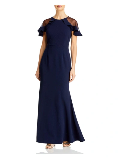 Shop Eliza J Womens Mush Flutter Sleeve Maxi Dress In Blue