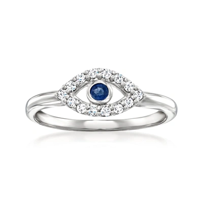 Shop Rs Pure By Ross-simons Diamond Evil Eye Ring With Sapphire Accent In Sterling Silver In Blue