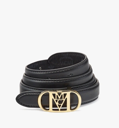 Shop Mcm Mode Travia Sliding Buckle Reversible Belt In Embossed Leather In Black